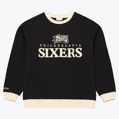  Philadelphia 76ers Mitchell & Ness Cookies & Cream Fleece Crewneck Sweatshirt - Black
