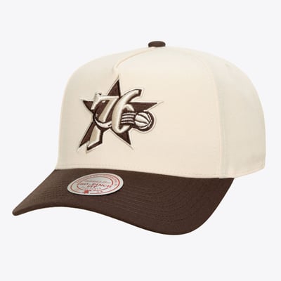 Philadelphia 76ers Mitchell & Ness Brown and Cream Pro Pinch Snapback Hat - Cream