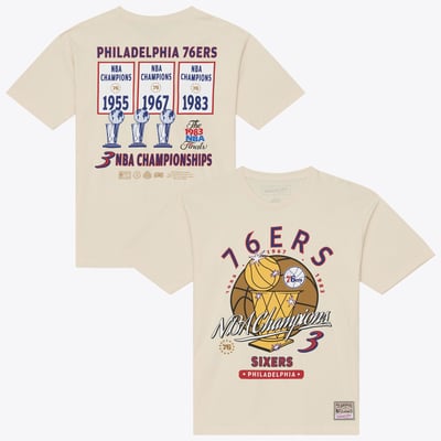 Philadelphia 76ers Mitchell & Ness Hardwood Classics Champions Vintage T-Shirt - Cream