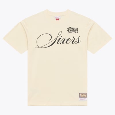  Philadelphia 76ers Mitchell & Ness Hardwood Classics Cookies & Cream T-Shirt - Cream