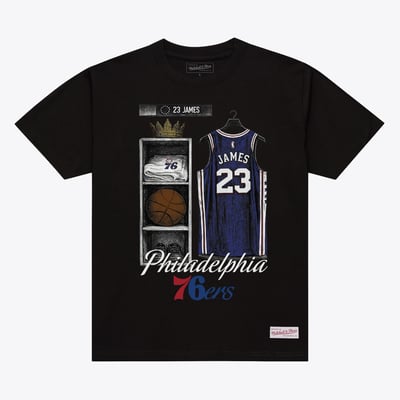 LeBron James Philadelphia 76ers Mitchell & Ness Locker Room T-Shirt - Black