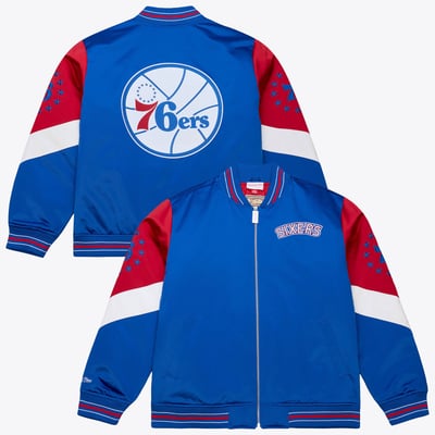  Philadelphia 76ers Mitchell & Ness Throw It Back Heavyweight Satin Full-Zip Jacket - Royal