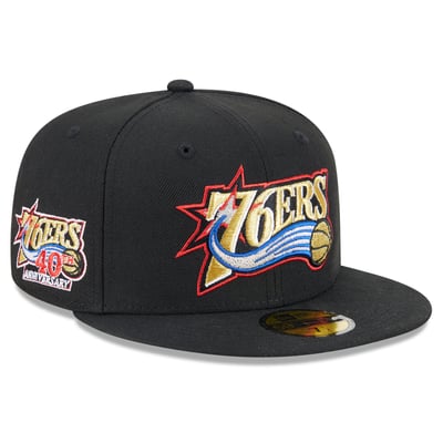 Philadelphia 76ers New Era 40th Anniversary 59FIFTY Fitted Hat - Black