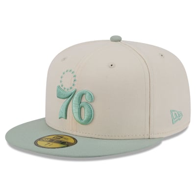 Philadelphia 76ers New Era Color Pack 2-Tone 59FIFTY Fitted Hat - Cream/Light Green