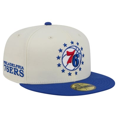 Philadelphia 76ers New Era Deceptor 59FIFTY Fitted Hat - Cream/Royal