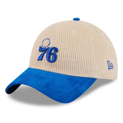 Philadelphia 76ers New Era Tonal Corduroy Casual Classic Adjustable Hat - Cream/Royal