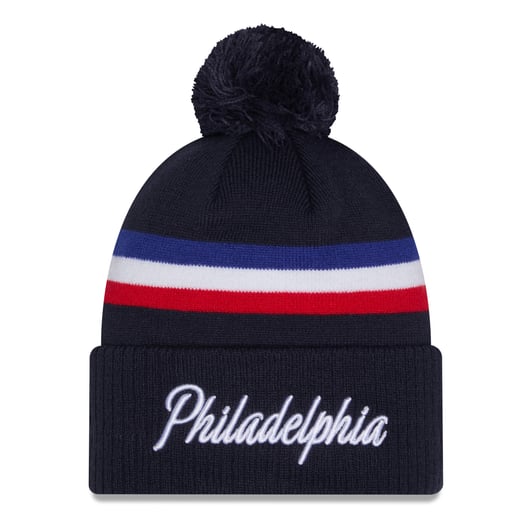 Philadelphia 76ers New Era 2025/26 City Edition Cuffed Knit Hat with Pom - Navy