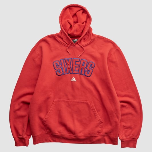 Philadelphia 76ers Adidas 2010s Hooded Pullover Sweatshirt - Red - L by Fanatics Real Vintage
