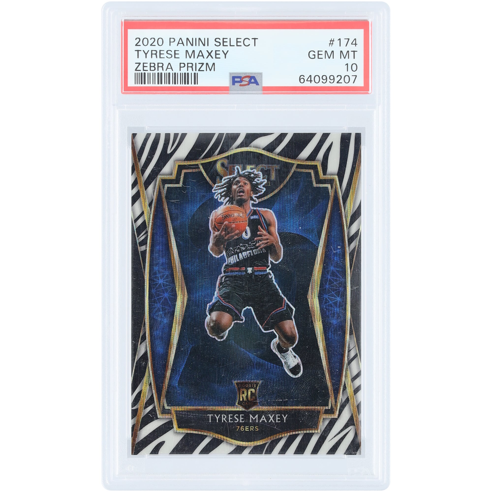 Tyrese Maxey Philadelphia 76ers 2020-21 Panini Select Zebra Prizm 