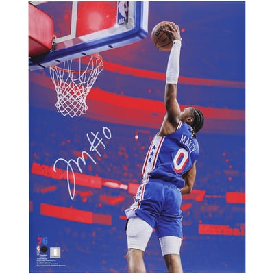 Tyrese Maxey Philadelphia 76ers Autographed Fanatics Authentic 16" x 20" Dunking Colorway Photograph