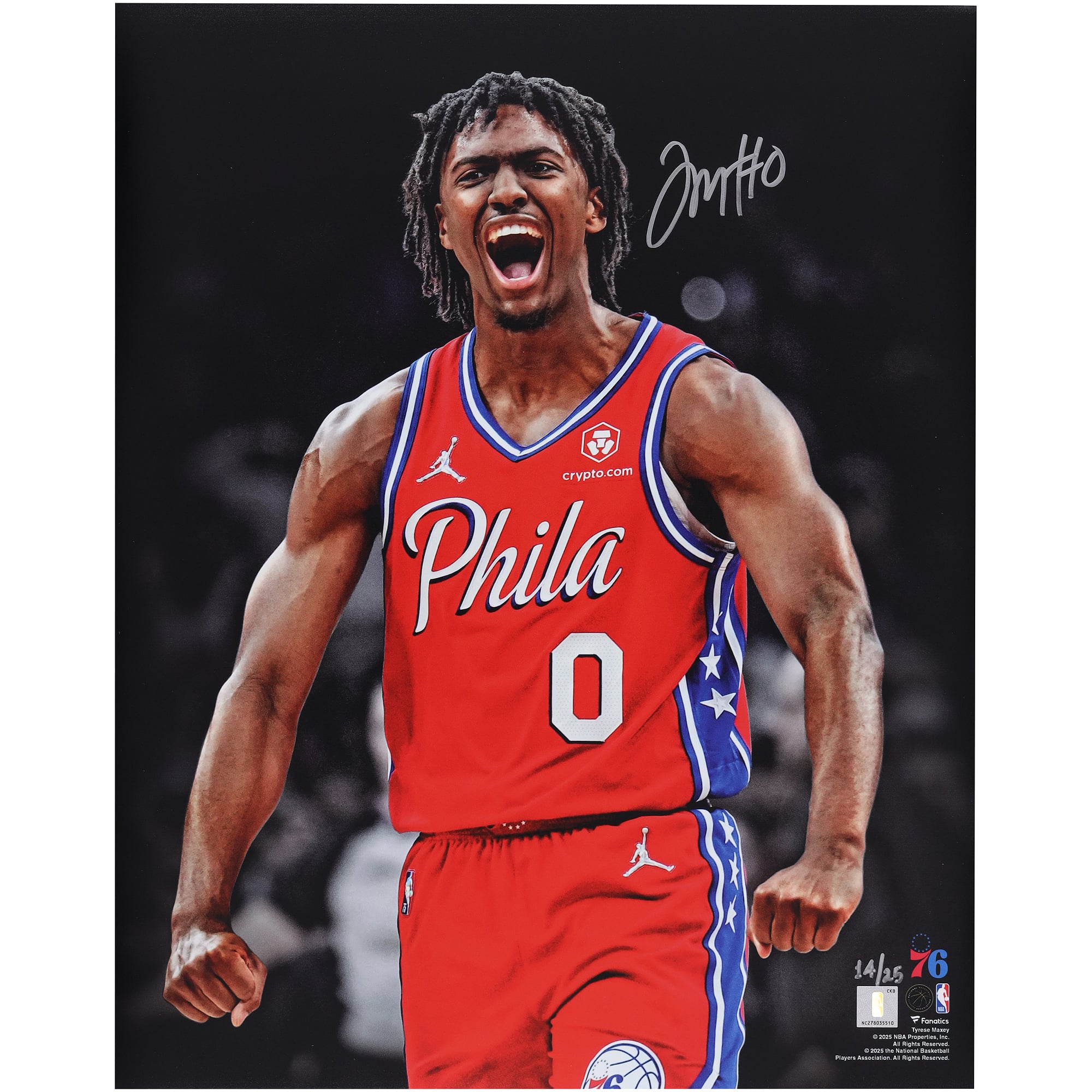 Tyrese Maxey Philadelphia 76ers Autographed Fanatics Authentic 16