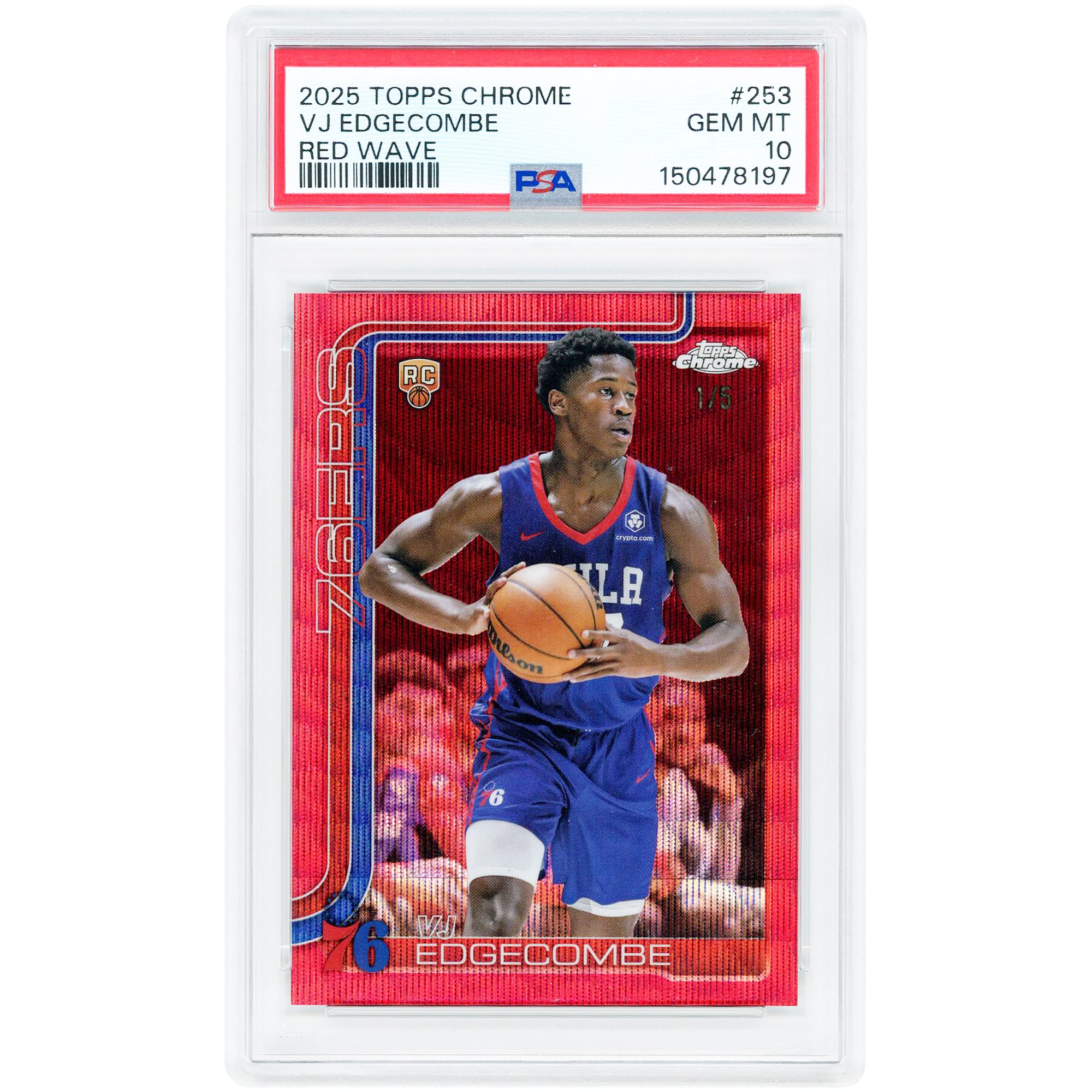 VJ Edgecombe Philadelphia 76ers 2025 Topps Chrome Red Wave 