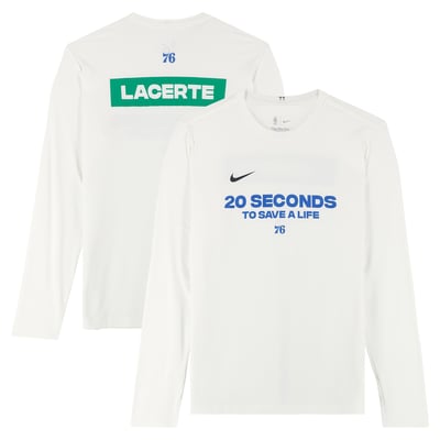 VJ Edgecombe Philadelphia 76ers Fanatics Authentic Player-Issued White Nike Long Sleeve Shirt from the 2025-26 NBA Season - Size L