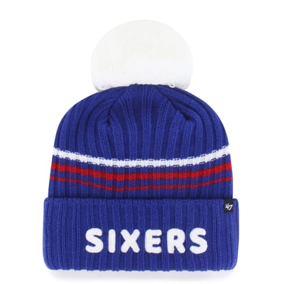 Philadelphia 76ers '47 Women's Fuzzy Script Cuffed Knit Hat with Pom - Royal