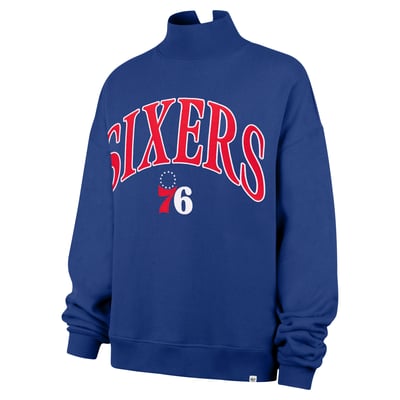  Philadelphia 76ers '47 Women's Oversized Vantage Mock Neck Sweatshirt - Royal
