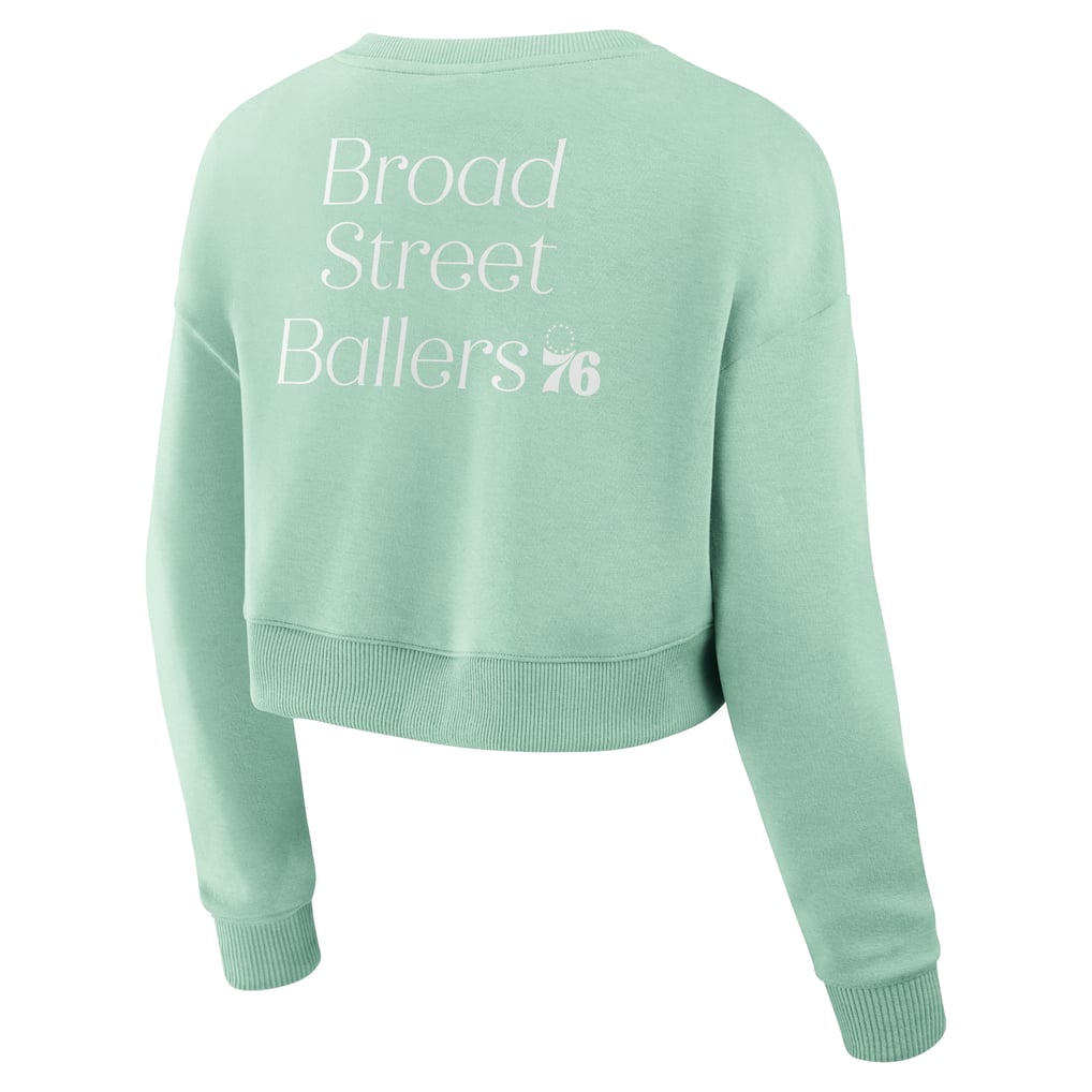 Philadelphia 76ers Fanatics Women's Studio Tri-Blend Cropped Pullover Sweatshirt - Mint