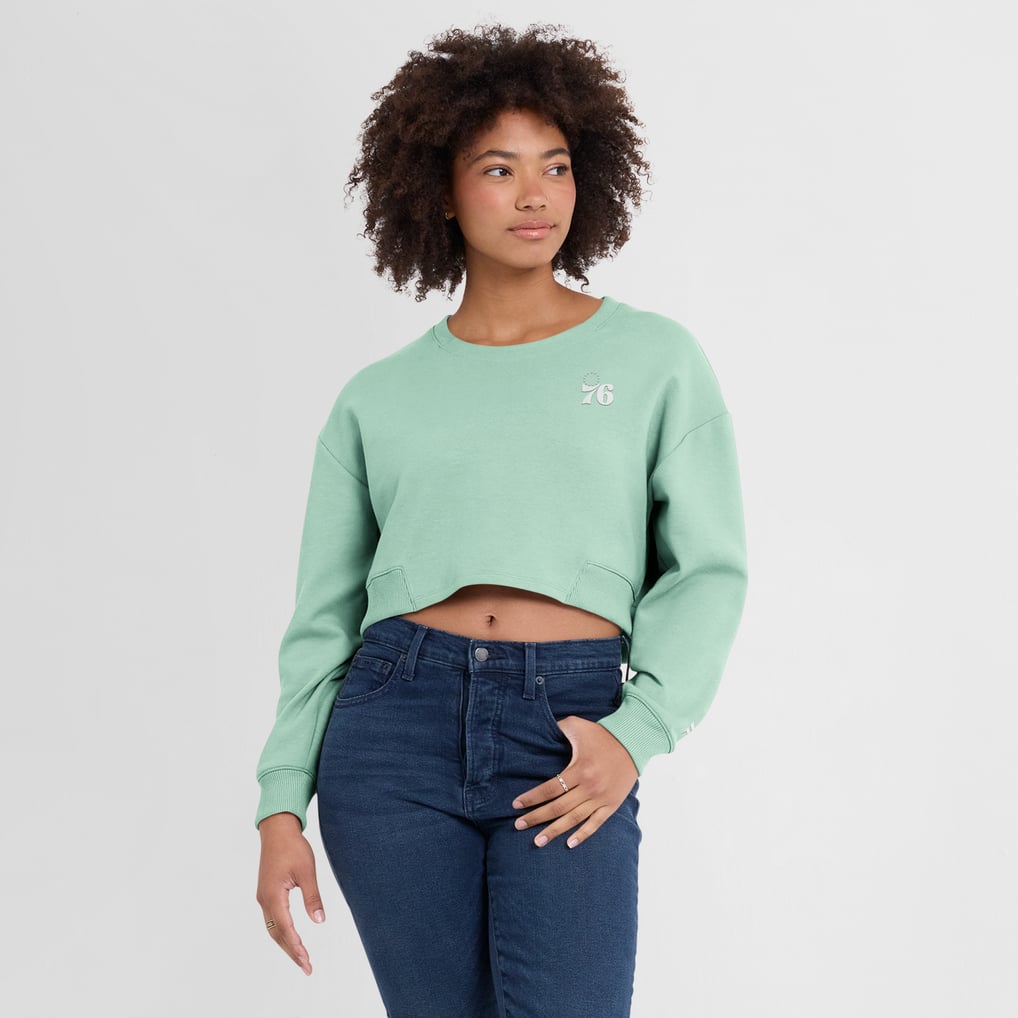 Philadelphia 76ers Fanatics Women's Studio Tri-Blend Cropped Pullover Sweatshirt - Mint