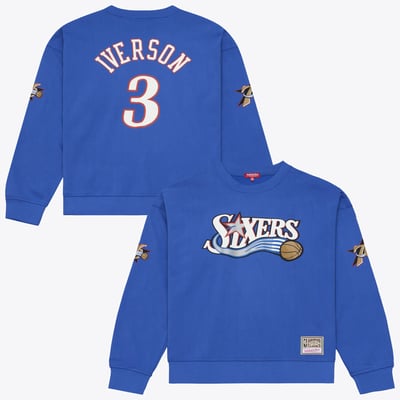 Allen Iverson Philadelphia 76ers Mitchell & Ness Women's Name & Number Crewneck Sweatshirt - Blue
