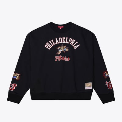  Philadelphia 76ers Mitchell & Ness Women's Premium Fleece Sweatshirt - Black