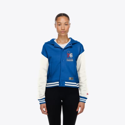 Philadelphia 76ers New Era Women's Hooded Fleece Full-Snap Jacket - Royal