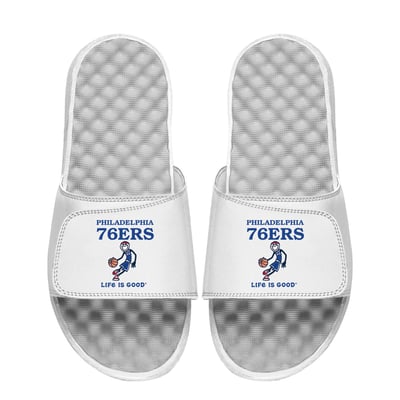  Philadelphia 76ers ISlide Youth Life Is Good Slide Sandals - White