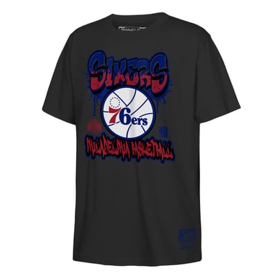 Philadelphia 76ers Mitchell & Ness Youth Throwies T-Shirt - Black