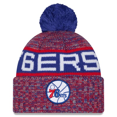 Philadelphia 76ers New Era Youth Alternate Tri-Color Cuffed Knit Hat with Pom - Red