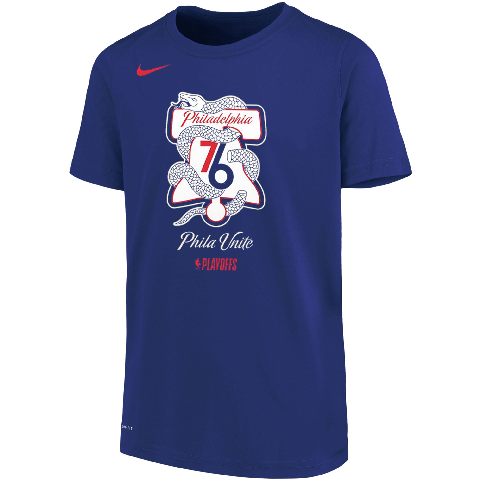 渚トラウト Philadelphia 76ers Tシャツ Youth Philadelphia 76ers Nike Blue NBA Playoffs Mantra Performance