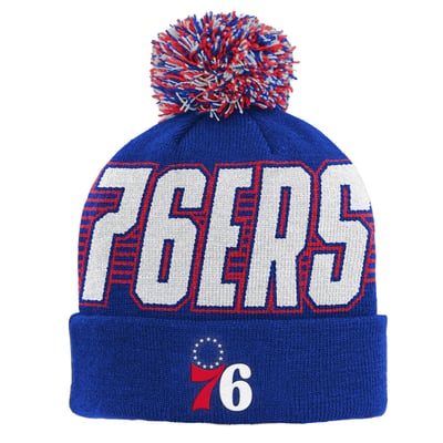 Philadelphia 76ers Outerstuff Youth Cuffed Knit Hat with Pom - Royal