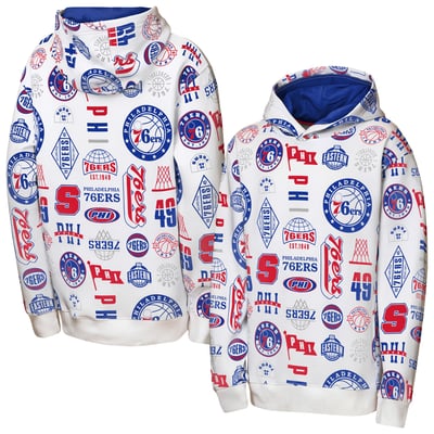 Philadelphia 76ers Outerstuff Youth 3-and-D Allover Hoodie - White