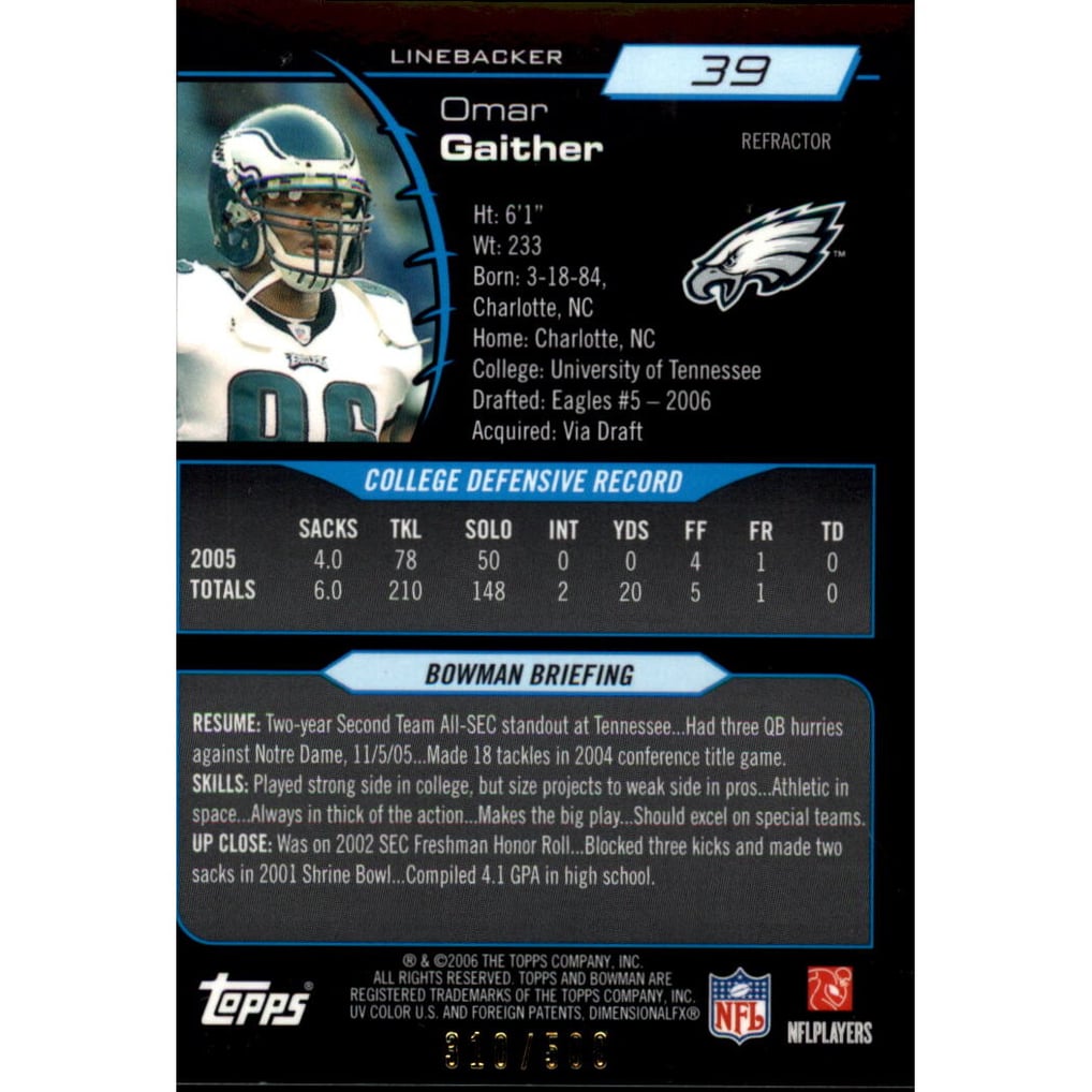 2006 Bowman Chrome Refractors #39 Omar Gaither