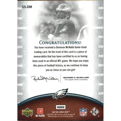 2007 Sweet Spot Sweet Swatch Jersey #SSDM Donovan McNabb