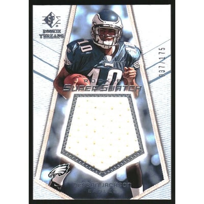 2008 SP Rookie Threads Rookie Super Swatch Blue 175 #RSSDJ DeSean Jackson