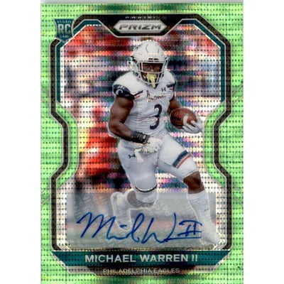 2020 Panini Prizm Rookie Autographs Prizms Neon Green Pulsar #345 Michael Warren II