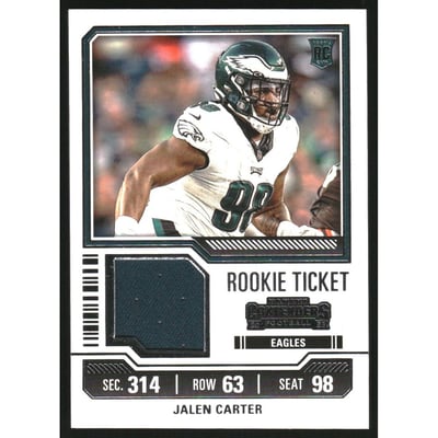 2023 Panini Contenders Rookie Ticket Swatches #14 Jalen Carter