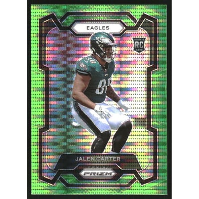 2023 Panini Prizm Prizms Neon Green Pulsar #381 Jalen Carter