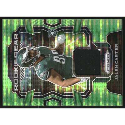 2023 Panini Prizm Rookie Gear Prizms Neon Green Pulsar #17 Jalen Carter
