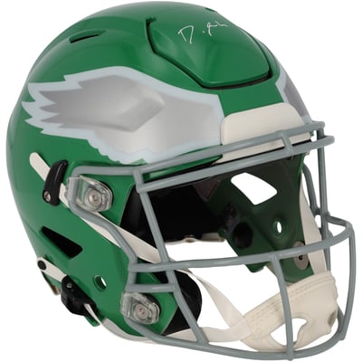 DeVonta Smith Philadelphia Eagles Autographed Fanatics Authentic Riddell 2023 Kelly Green Alternate Speed Flex Authentic Helmet 