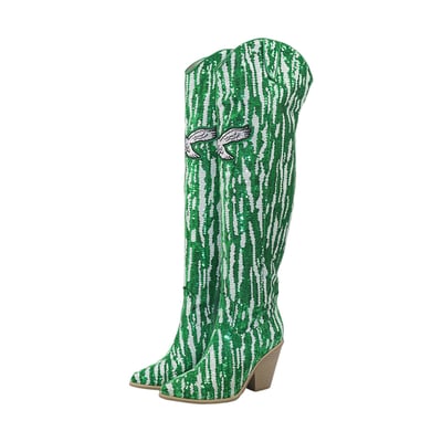  Philadelphia Eagles FABGATING by Cuce Over-the-Knee Two-Tone Sequin Boots