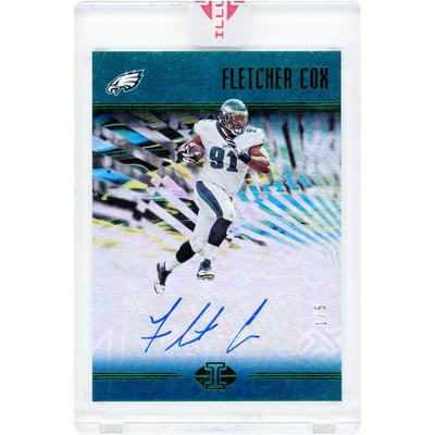 Fletcher Cox Philadelphia Eagles Autographed 2018 Panini Illusions Emerald #2 #1/5 Card