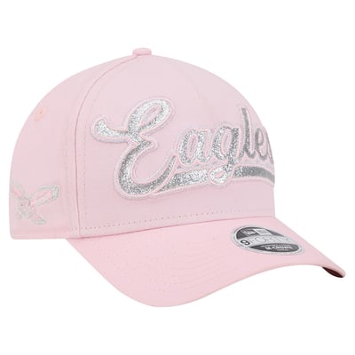Philadelphia Eagles New Era Girls' Throwback Glitz A-Frame 9FORTY Adjustable Hat - Pink