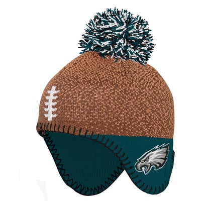 Philadelphia Eagles Outerstuff Infant Football Head Knit Hat with Pom - Brown