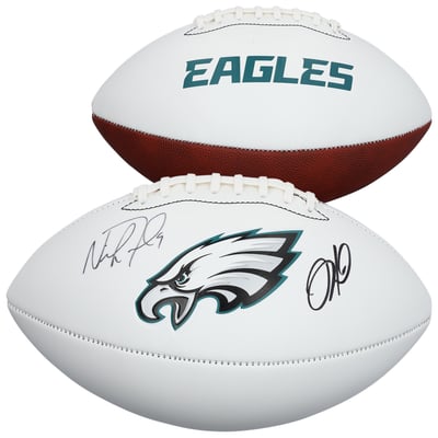 Jalen Hurts & Nick Foles Philadelphia Eagles Autographed Fanatics Authentic Franklin White Panel Football