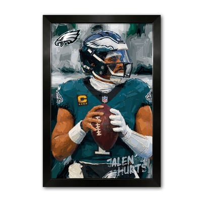 Jalen Hurts Philadelphia Eagles 14" x 20" Framed Football Player Action Portrait – Artist Series Print