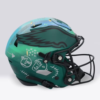 Jalen Hurts Philadelphia Eagles Autographed Fanatics Authentic Riddell Rave Speed Flex Authentic Helmet - Art by Cavier Coleman - Limited Edition #1/1 - UW25