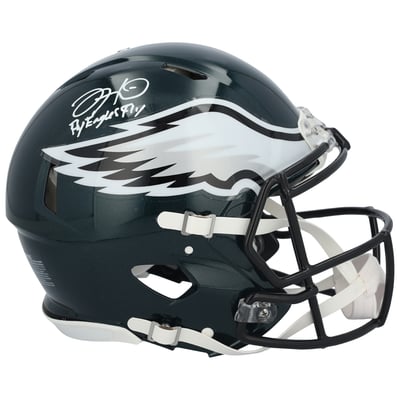 Jalen Hurts Philadelphia Eagles Autographed Fanatics Authentic Riddell Speed Authentic Helmet with "Fly Eagles Fly" Inscription 