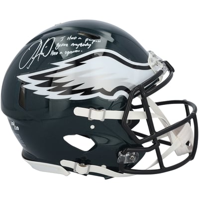 Jalen Hurts Philadelphia Eagles Autographed Fanatics Authentic Riddell Speed Authentic Helmet with Inscription - Limited Edition #10/10
