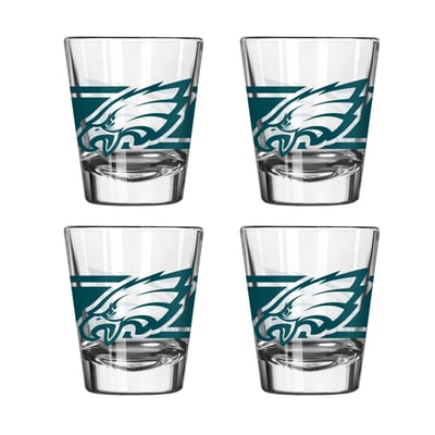 Philadelphia Eagles Logo Brands Four-Piece Stripe Shot Glass Set