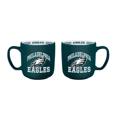 Philadelphia Eagles Logo Brands Two-Piece 15oz. Stripe Mug Set