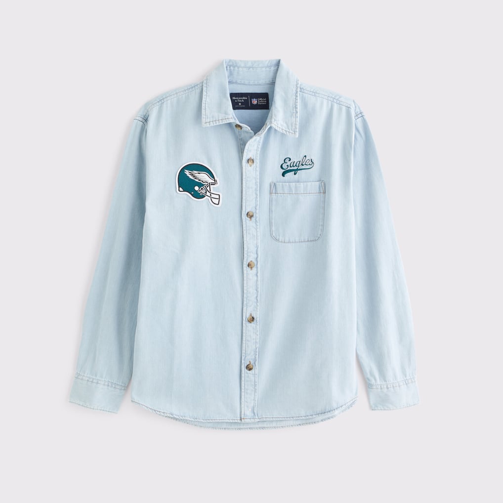 abercrombie and fitch dress shirts Men's & Light Blue Philadelphia Eagles Denim Long Sleeve Button-Up Shirt Abercrombie mens shirts Features a classic button Color:Red/Black Mini length Floral Crochet Mini Dress